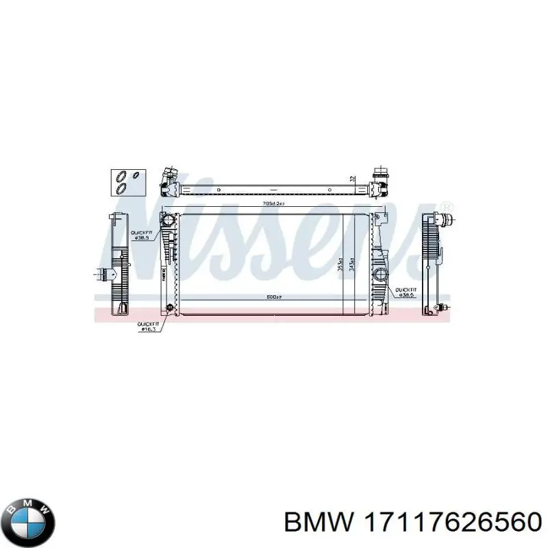 Radiador de esfriamento de motor BMW 17117626560 preço, a partir de 61,44 USD
