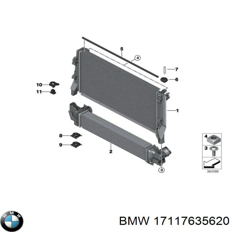 17117635620 BMW Radiador de esfriamento de motor