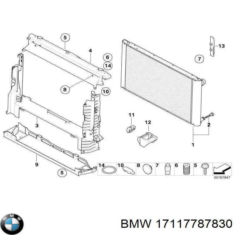 17117787830 BMW Carcaça de fixação do radiador, parte superior