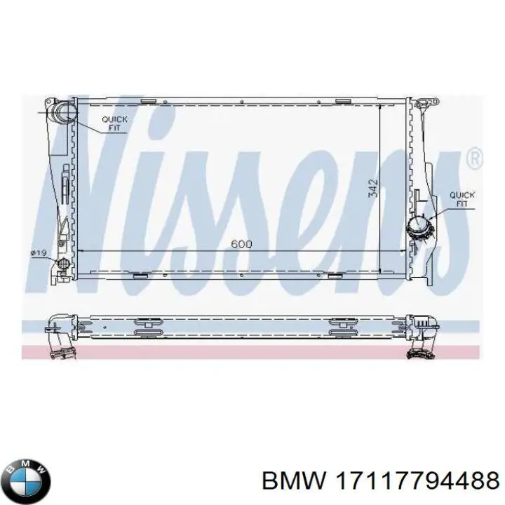17117794488 BMW Radiador de esfriamento de motor
