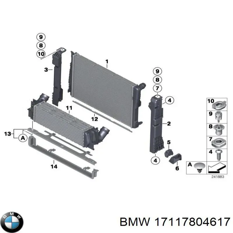 Compre 17117804617 BMW Suporte do radiador montado (painel de montagem de fixação das luzes)
