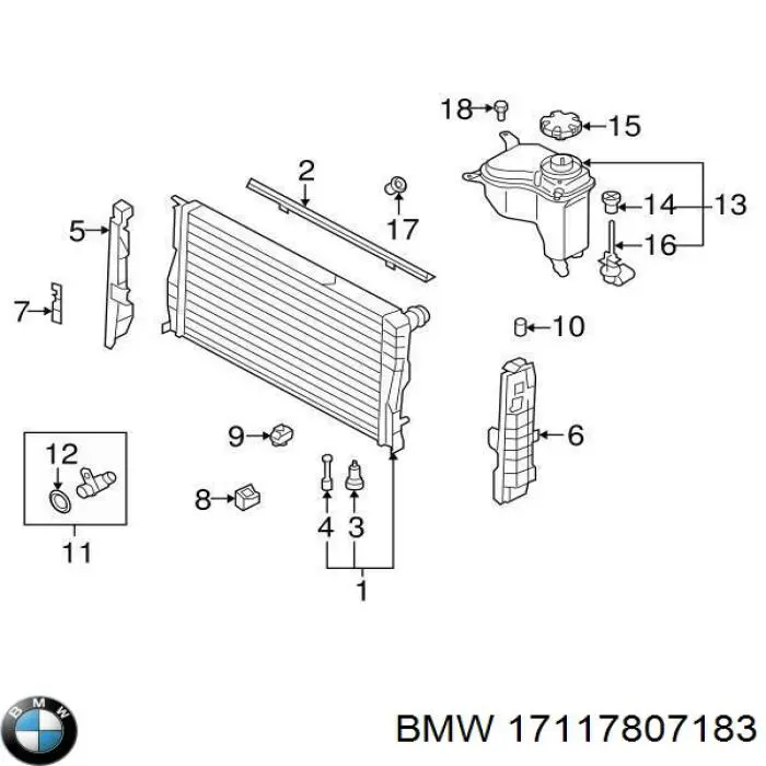 17117807183 BMW Consola do radiador superior