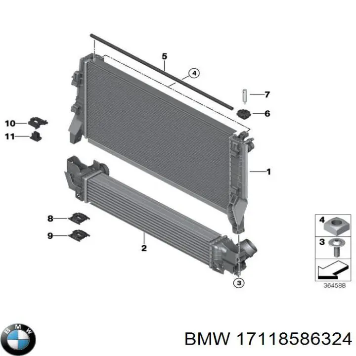 17118586324 BMW Radiador de esfriamento de motor
