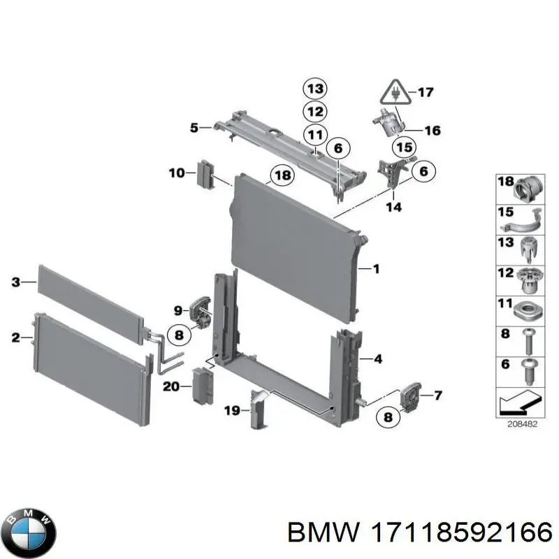 17118592166 BMW Radiador de esfriamento de motor