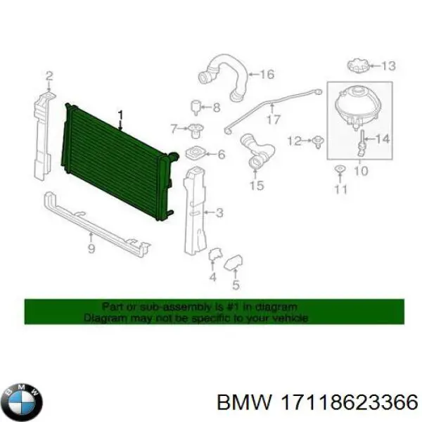 17118623366 BMW Radiador de esfriamento de motor