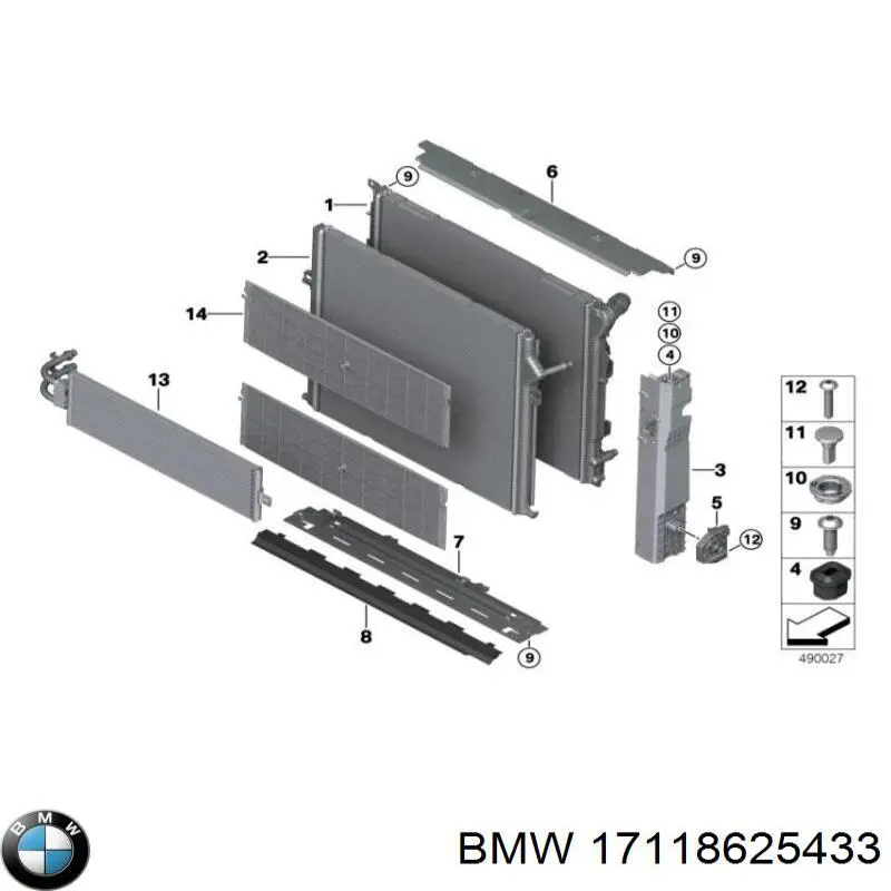 17118625433 BMW Conduto de ar (defletor) inferior do radiador