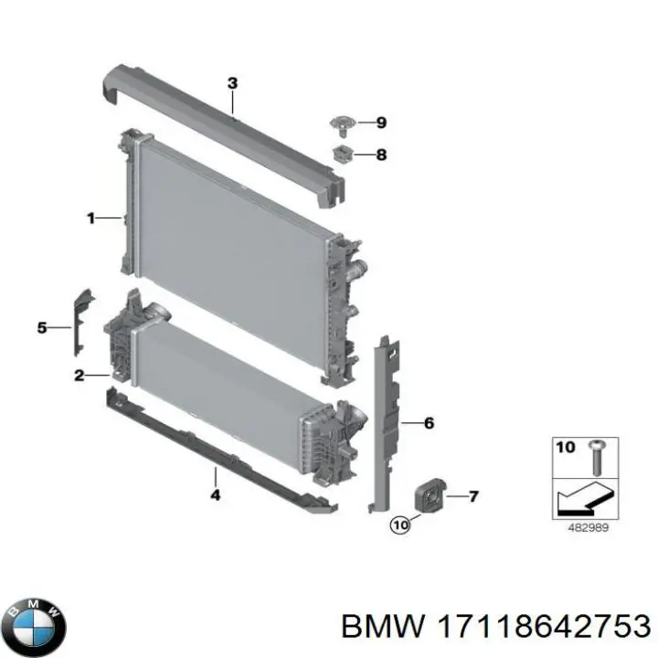 17118642753 BMW Consola (coxim de fixação) inferior do radiador