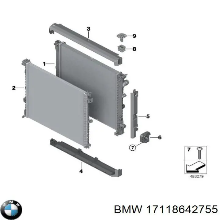 17118642755 BMW Conduto de ar/defletor do radiador, superior