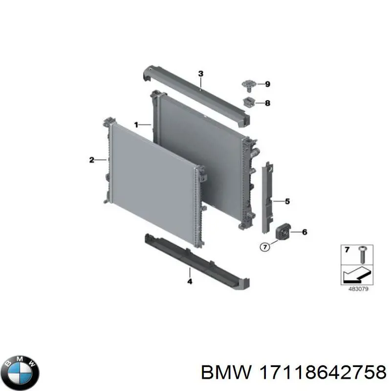 17118642758 BMW Conduto de ar (defletor) inferior do radiador