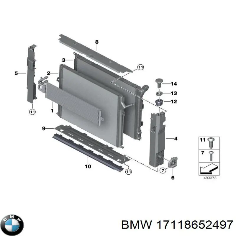 17118652497 BMW Radiador de esfriamento de motor