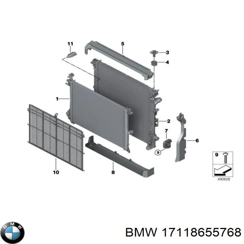 17118655768 BMW Conduto de ar (defletor) esquerdo do radiador
