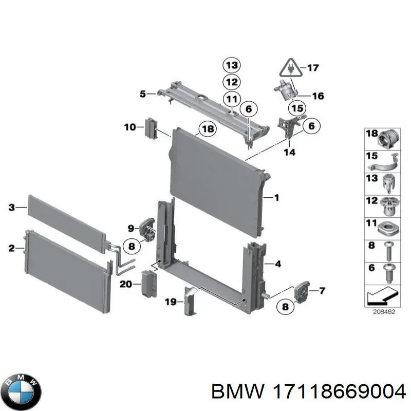 Radiador de esfriamento de motor 17118669004 BMW