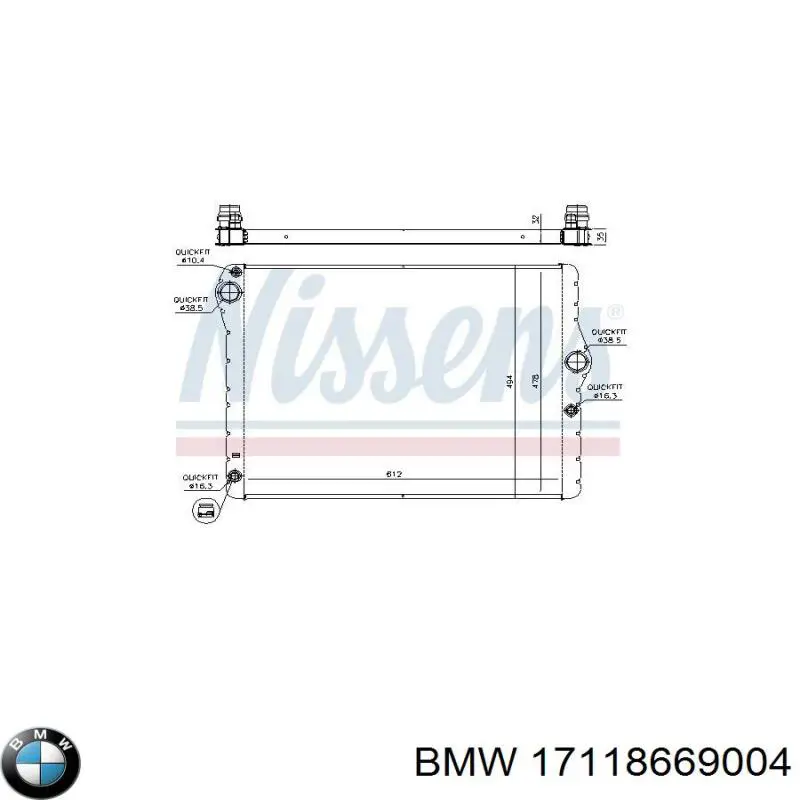 Radiador de esfriamento de motor BMW 17118669004
