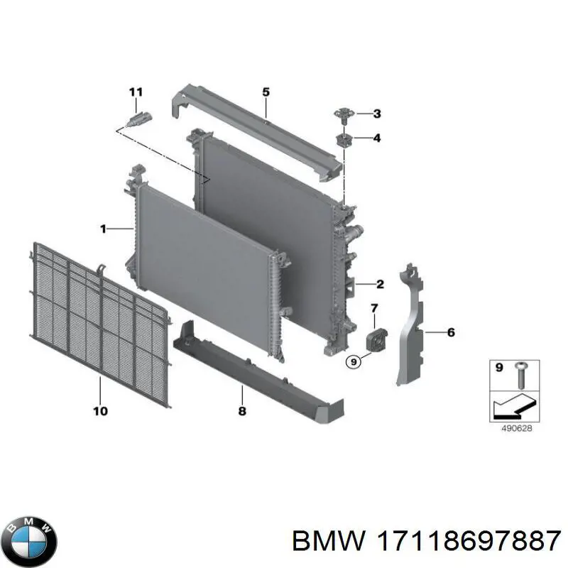 17118697887 BMW Conduto de ar (defletor) inferior do radiador