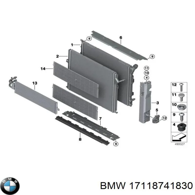 17118741830 BMW Radiador de esfriamento de motor adicional