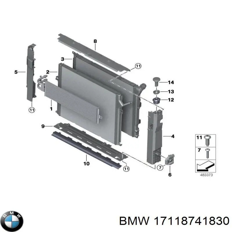 Compre 17118741830 BMW Radiador de esfriamento de motor adicional