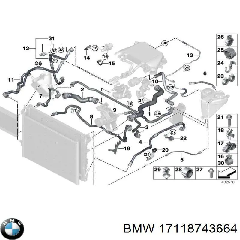 Radiador de esfriamento de motor 8650745 BMW