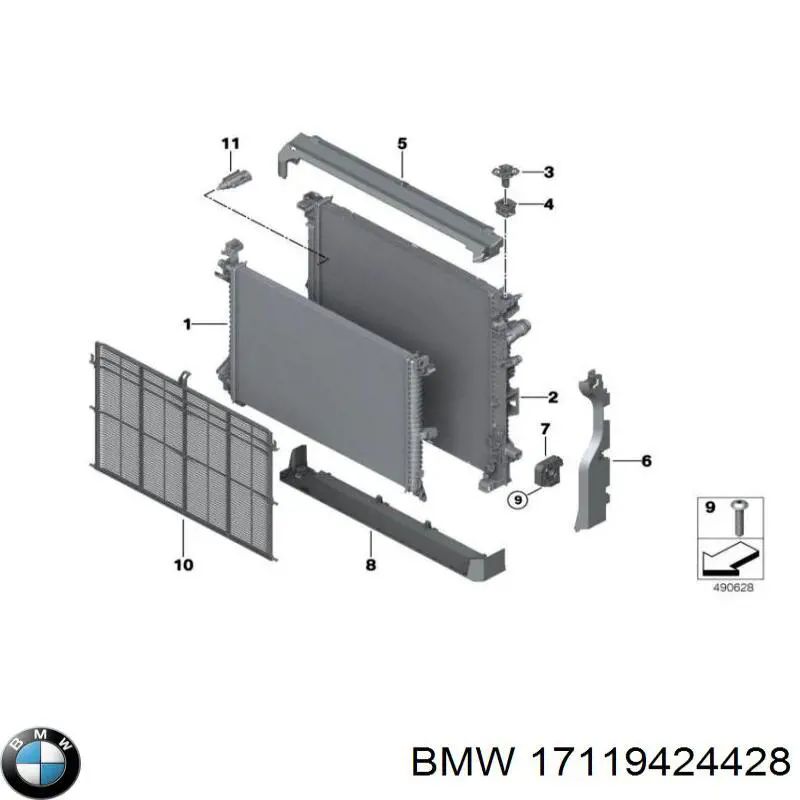 17119424428 BMW Grelha de proteção do radiador de aparelho de ar condicionado