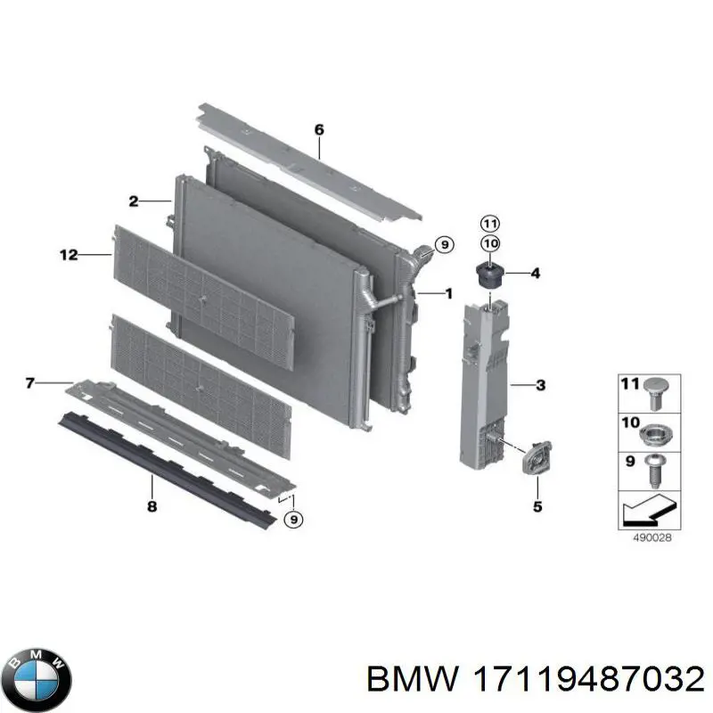 17119487032 BMW Consola do radiador esquerdo