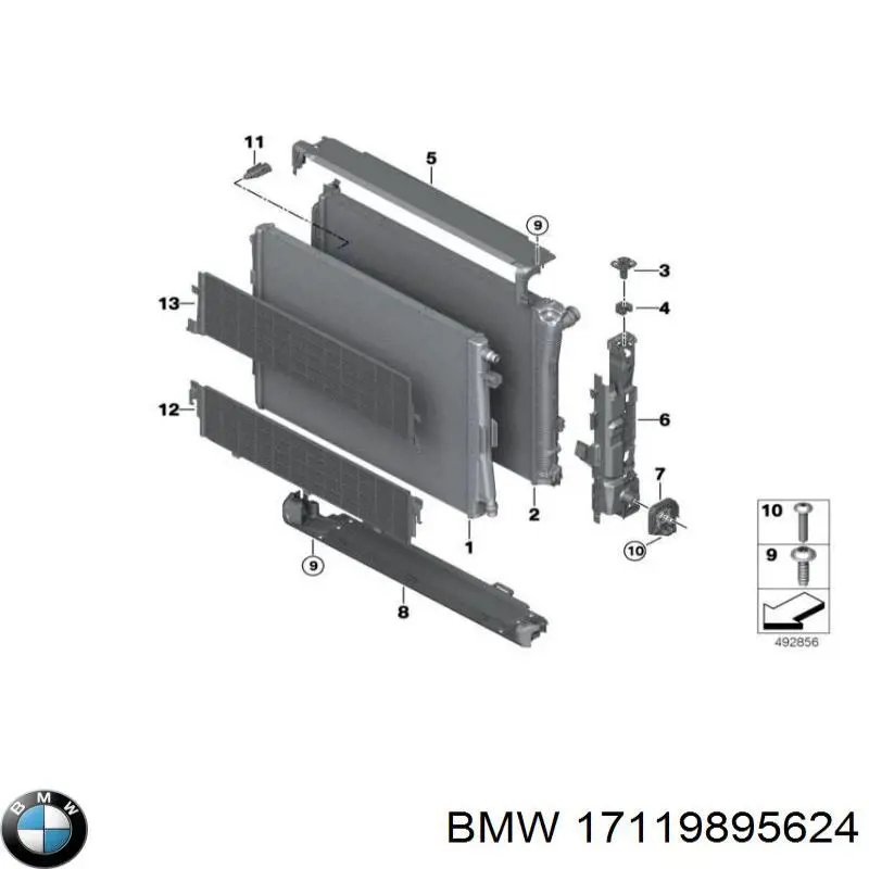 17119895624 BMW Consola (coxim de fixação) inferior do radiador