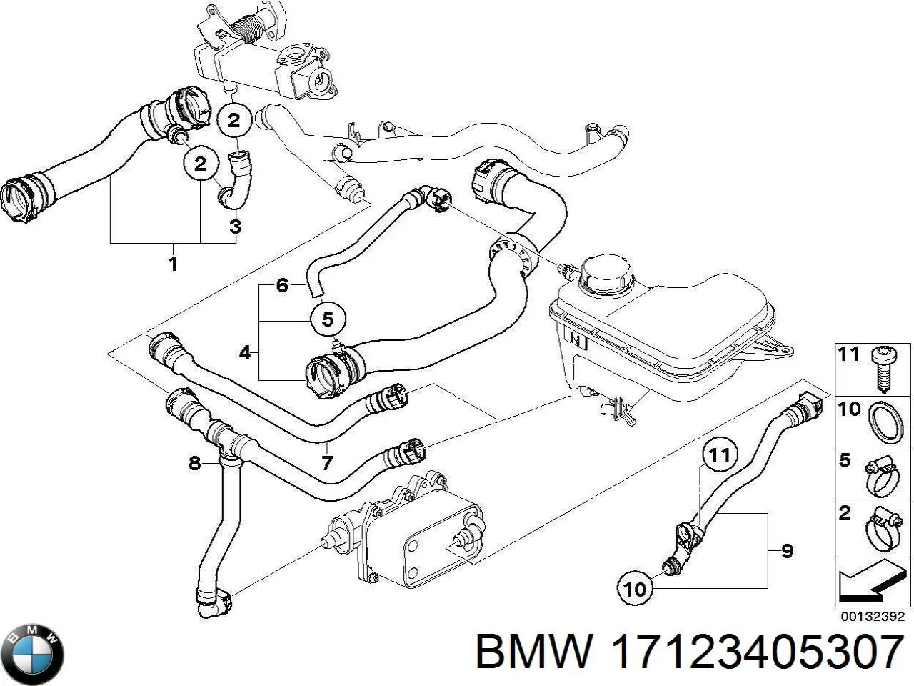 Mangueira (cano derivado) inferior do radiador de esfriamento BMW 17123405307 preço, a partir de 75,51 USD