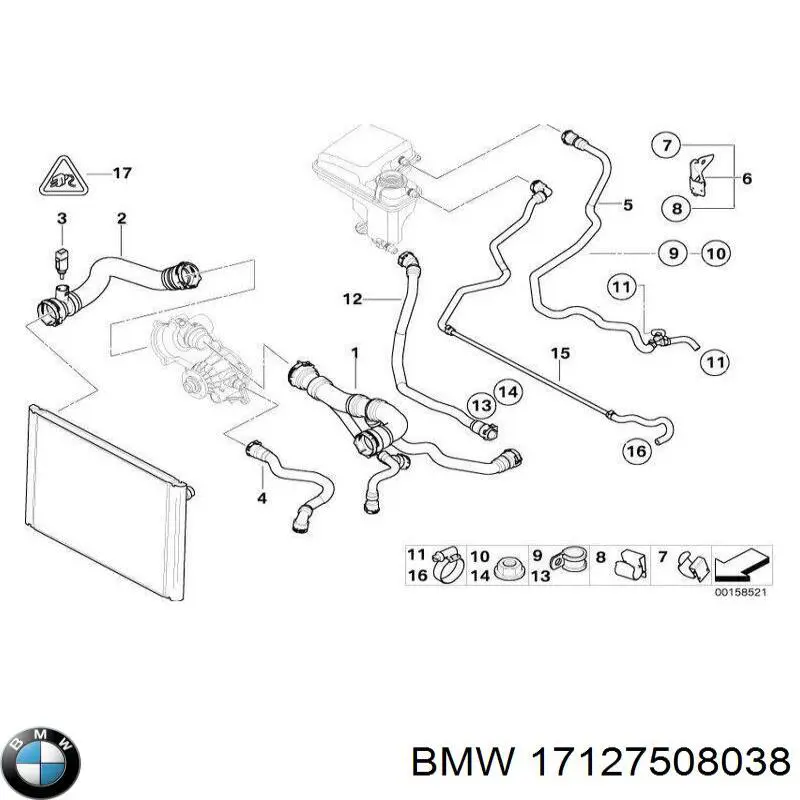 Mangueira (cano derivado) do radiador de esfriamento superior BMW 17127508038 preço, a partir de 86,40 USD