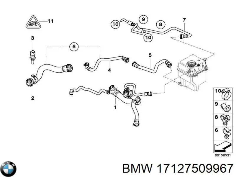 17127509967 BMW Mangueira (cano derivado) do sistema de esfriamento