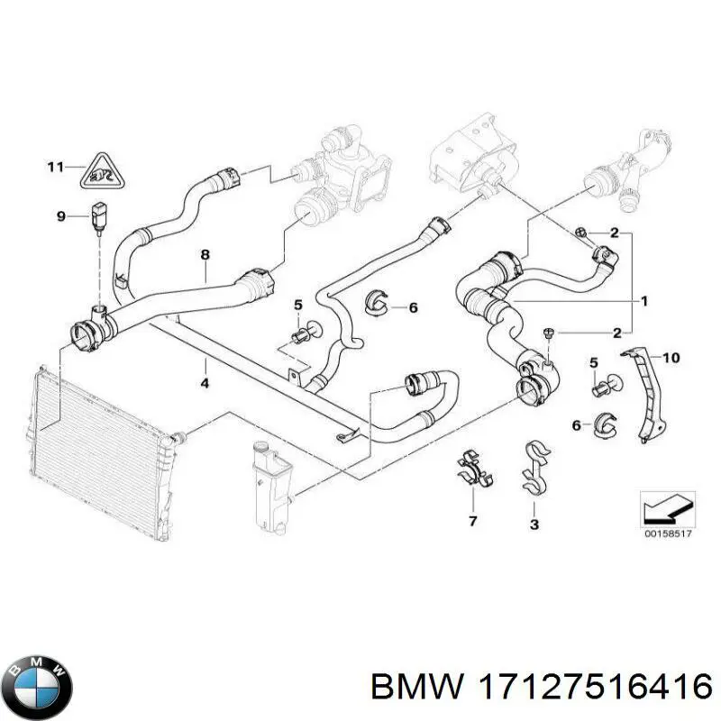 Mangueira (cano derivado) inferior do radiador de esfriamento BMW 17127516416 preço, a partir de 41,42 USD