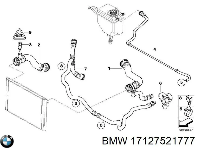 Compre 17127521777 BMW Mangueira (cano derivado) do radiador de esfriamento superior