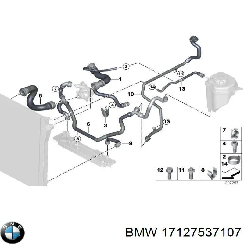 Mangueira (cano derivado) do radiador de esfriamento superior BMW 17127537107 preço, a partir de 31,62 USD