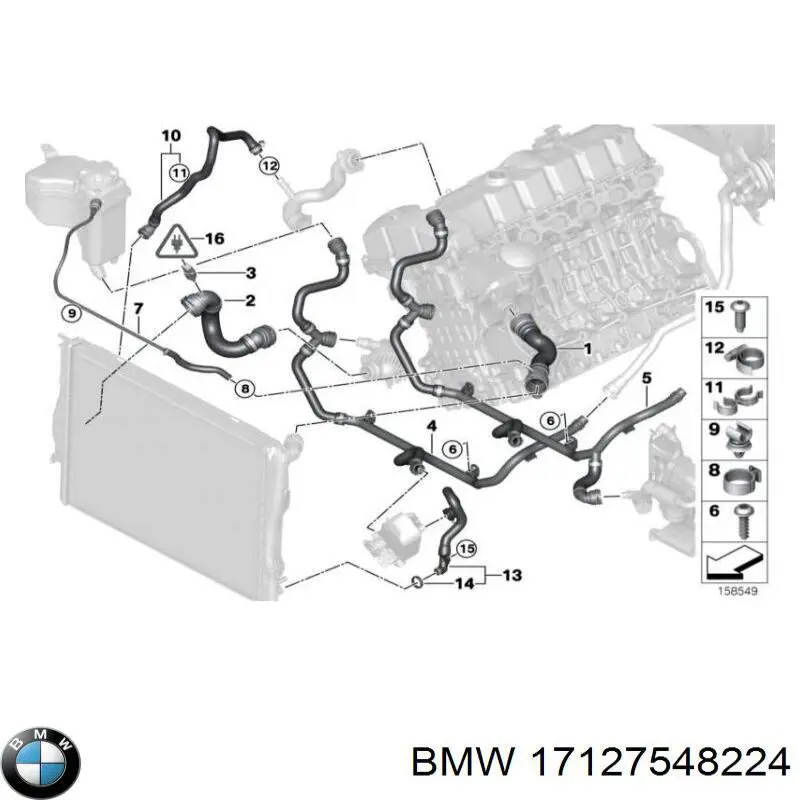 Mangueira inferior do tanque de expansão BMW 17127548224 preço, a partir de 69,91 USD