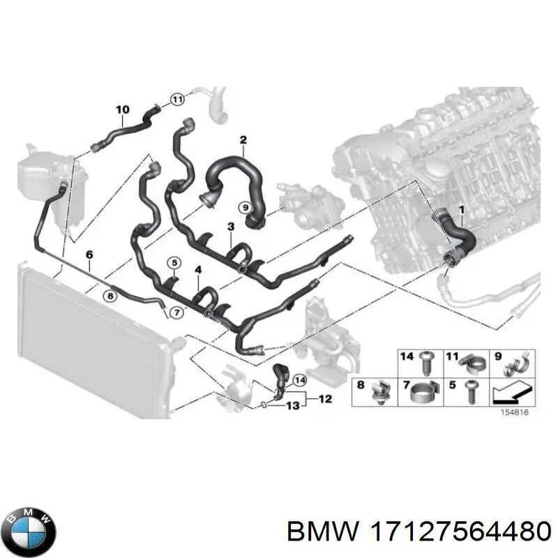 Compre 17127564480 BMW Mangueira (cano derivado) inferior do radiador de esfriamento