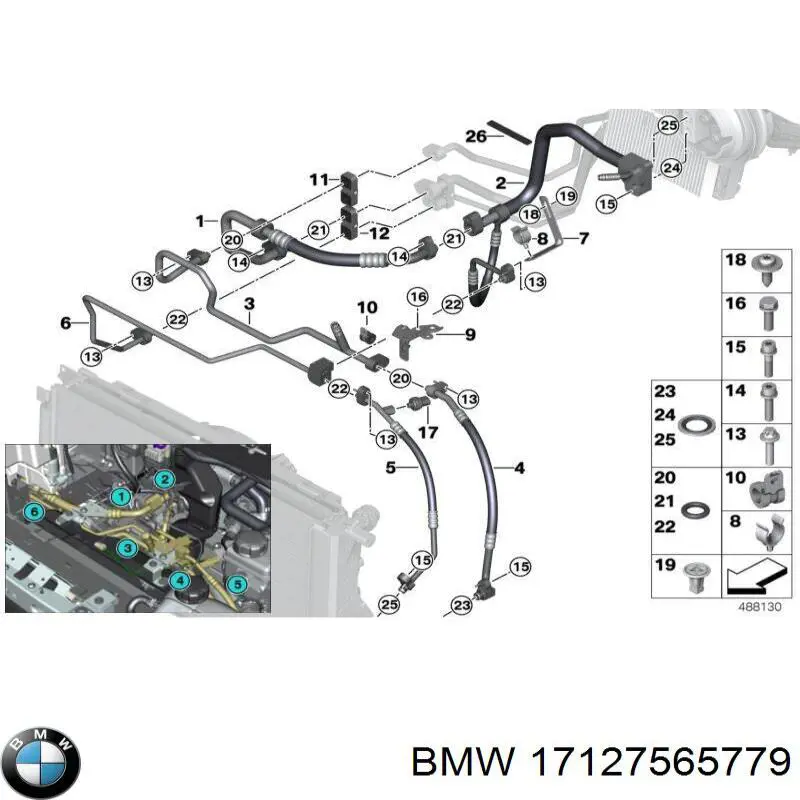 Cano derivado de ventilação de cárter (de separador de óleo) BMW 17127565779 preço, a partir de 80,82 USD
