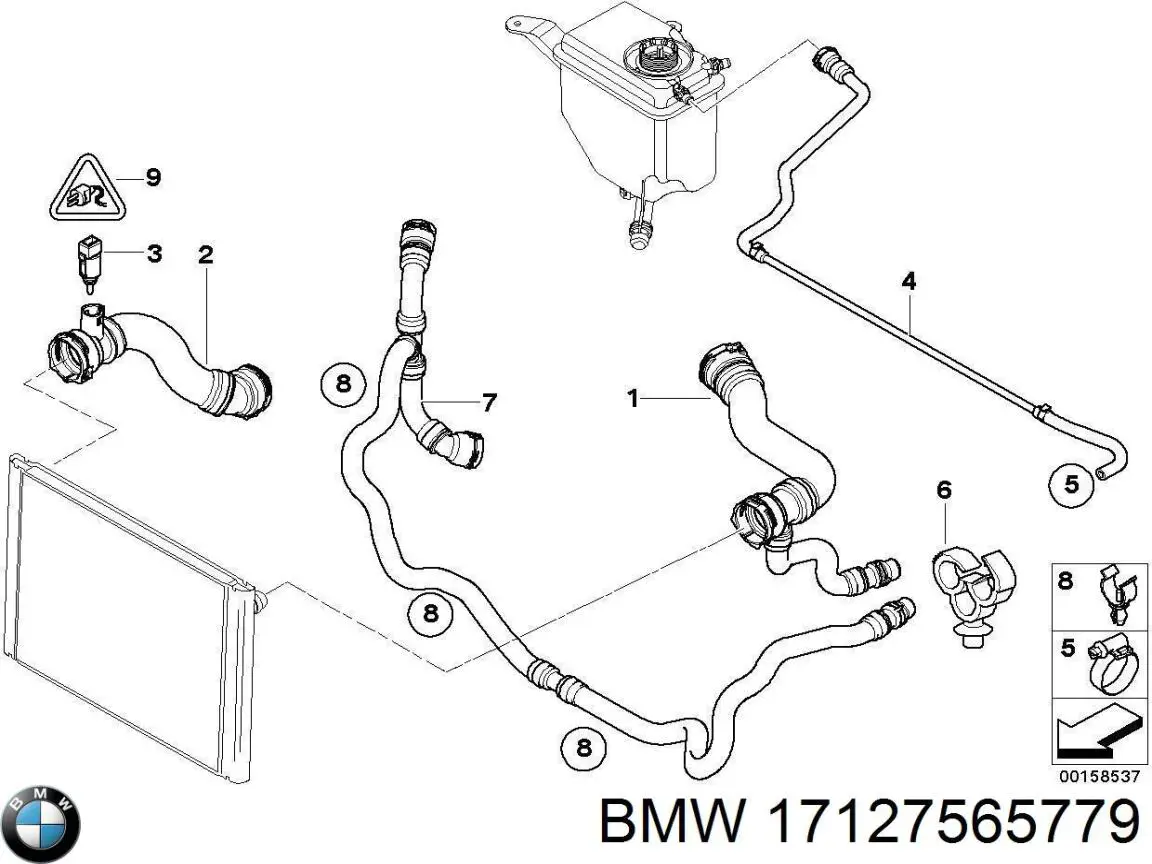 17127565779 BMW Cano derivado de ventilação de cárter (de separador de óleo)