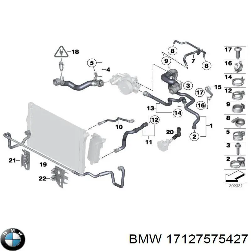 17127575427 BMW Mangueira (cano derivado) inferior do radiador de esfriamento