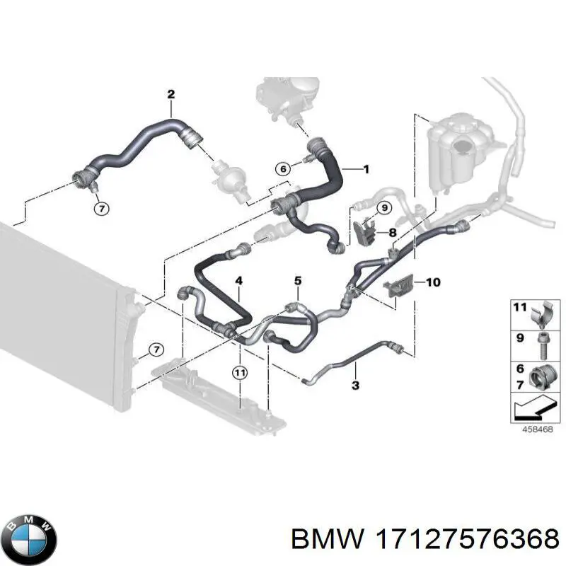 17127576368 BMW Mangueira (cano derivado) inferior do radiador de esfriamento