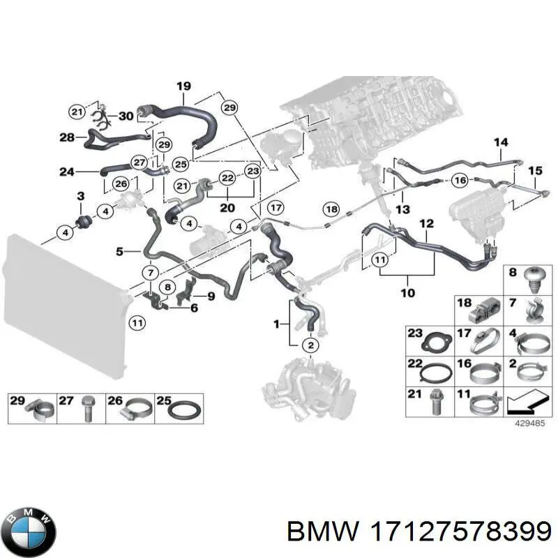 Compre 17127578399 BMW Mangueira (cano derivado) do radiador de esfriamento superior