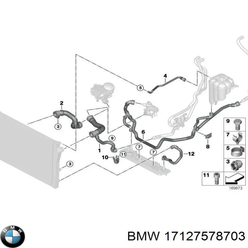 17127578703 BMW Mangueira (cano derivado) do radiador de esfriamento superior