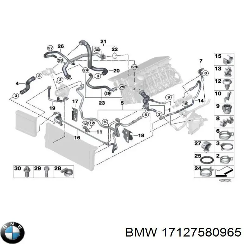 Mangueira (cano derivado) inferior do radiador de esfriamento BMW 17127580965 preço, a partir de 51,82 USD