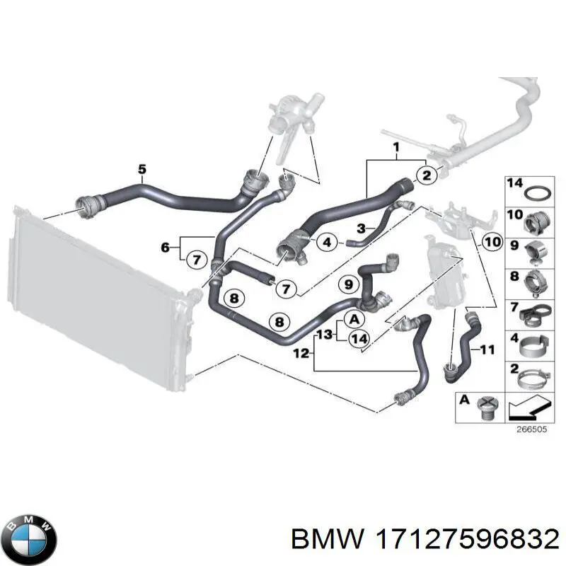 Mangueira (cano derivado) do radiador de esfriamento superior BMW 17127596832 preço, a partir de 40,47 USD