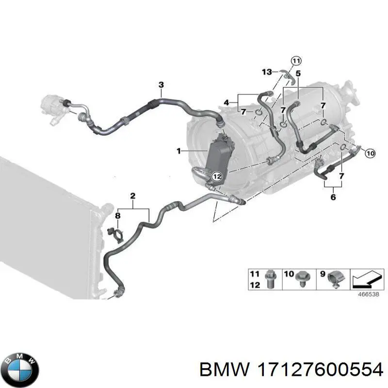 17127600554 BMW Mangueira (cano derivado) do sistema de esfriamento
