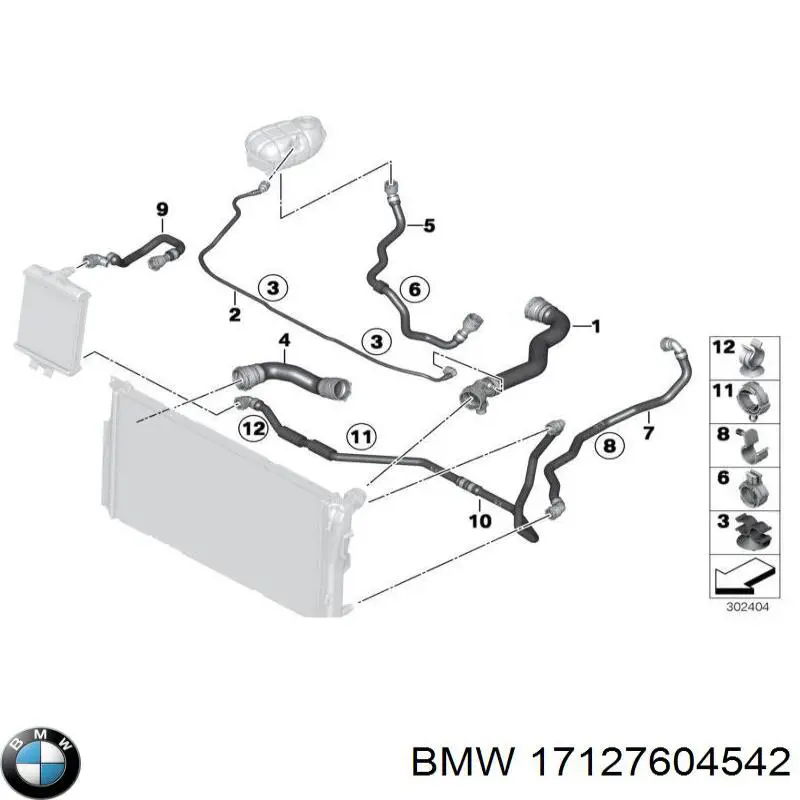Compre 17127604542 BMW Mangueira (cano derivado) do radiador de esfriamento superior