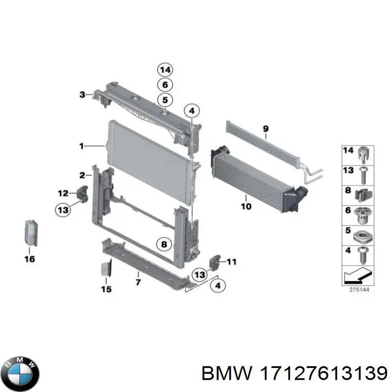17127613139 BMW Cápsula (prendedor) de fixação do forro do pára-choque do pára-lama dianteiro