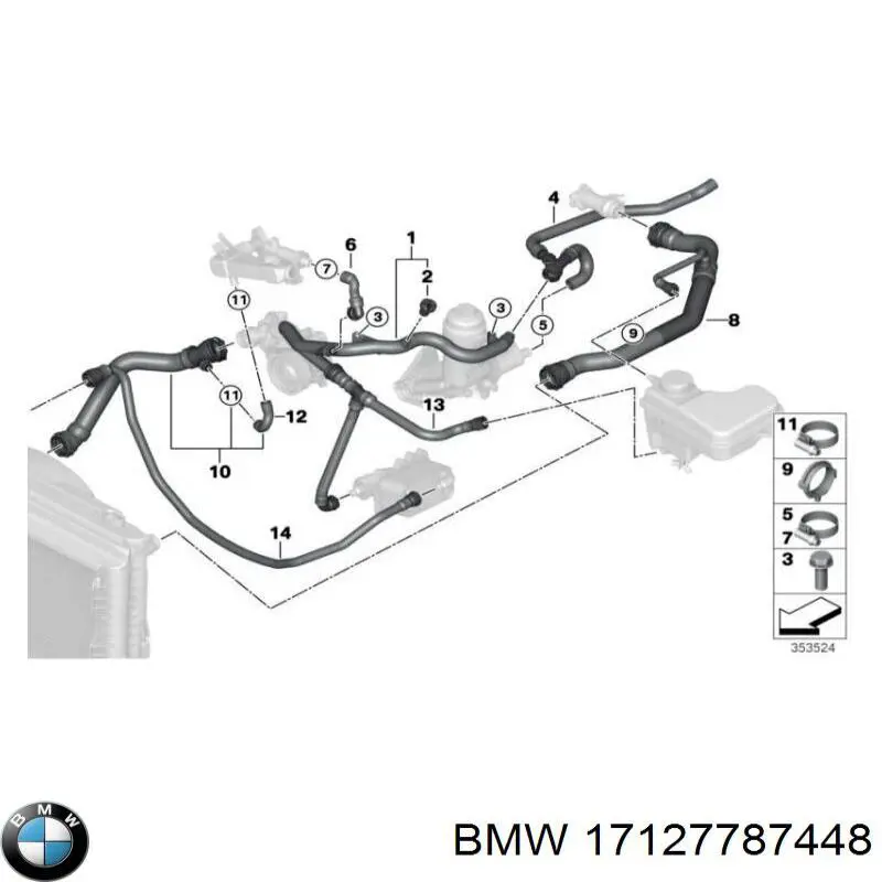 Mangueira (cano derivado) do radiador de esfriamento superior BMW 17127787448 preço, a partir de 60,12 USD