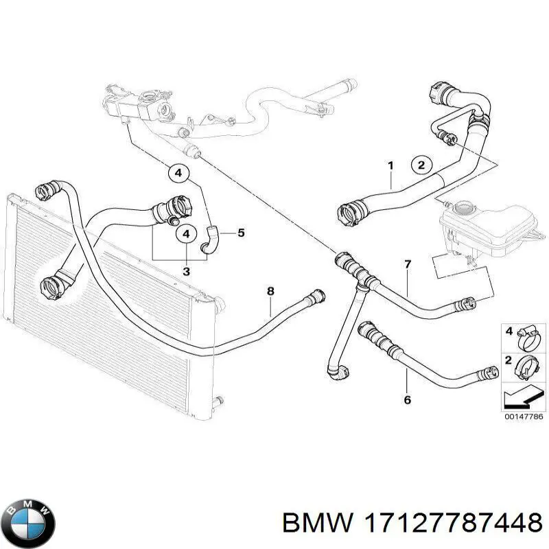 Compre 17127787448 BMW Mangueira (cano derivado) do radiador de esfriamento superior