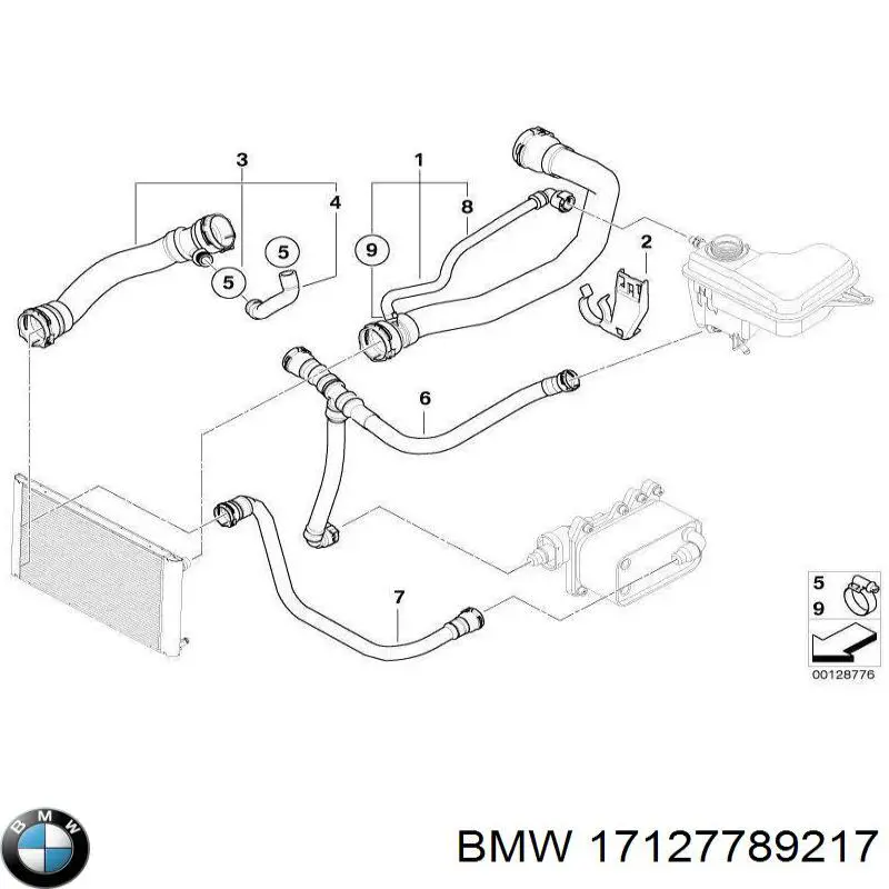 Cano derivado de ventilação de cárter (de separador de óleo) BMW 17127789217 preço, a partir de 54,43 USD