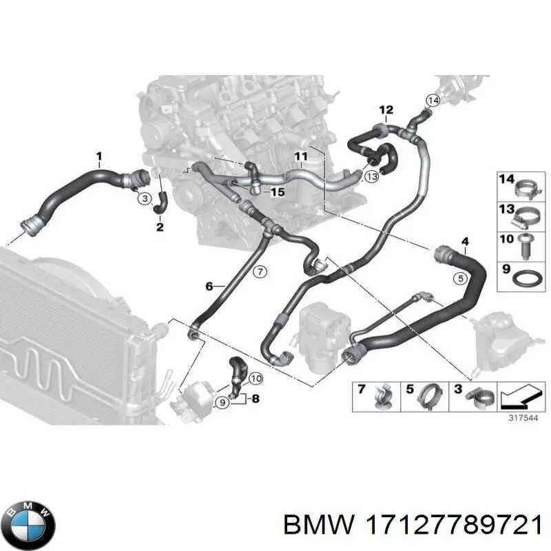 Compre 17127789721 BMW Mangueira (cano derivado) inferior do radiador de esfriamento