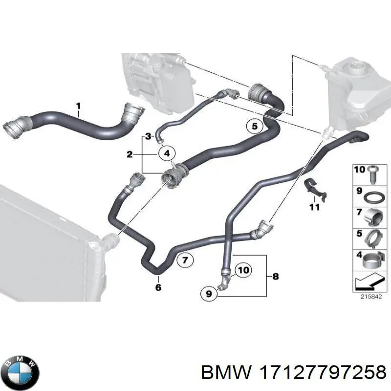 17127797258 BMW Mangueira (cano derivado) inferior do radiador de esfriamento