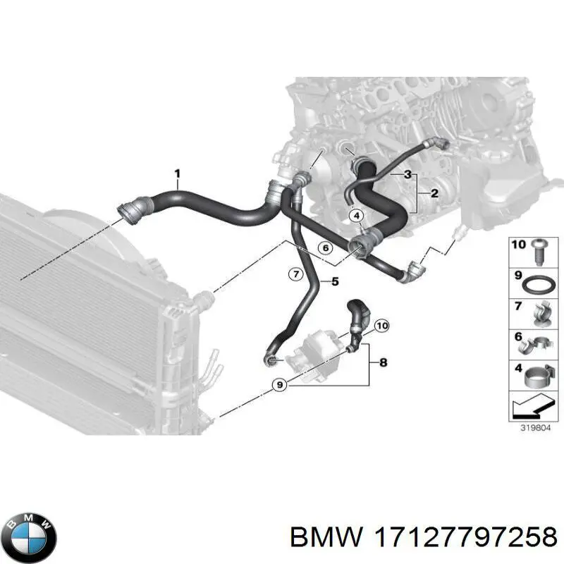 Mangueira (cano derivado) inferior do radiador de esfriamento BMW 17127797258 preço, a partir de 49,89 USD