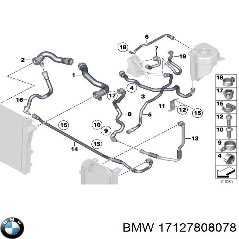 Mangueira (cano derivado) inferior do radiador de esfriamento BMW 17127808078 preço, a partir de 28,49 USD